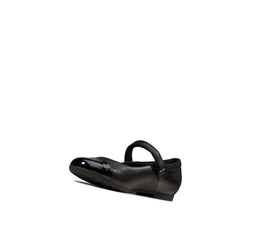 Chaussures D'école Clarks Scala Gem Cuir Fille Noir | IGQC30264