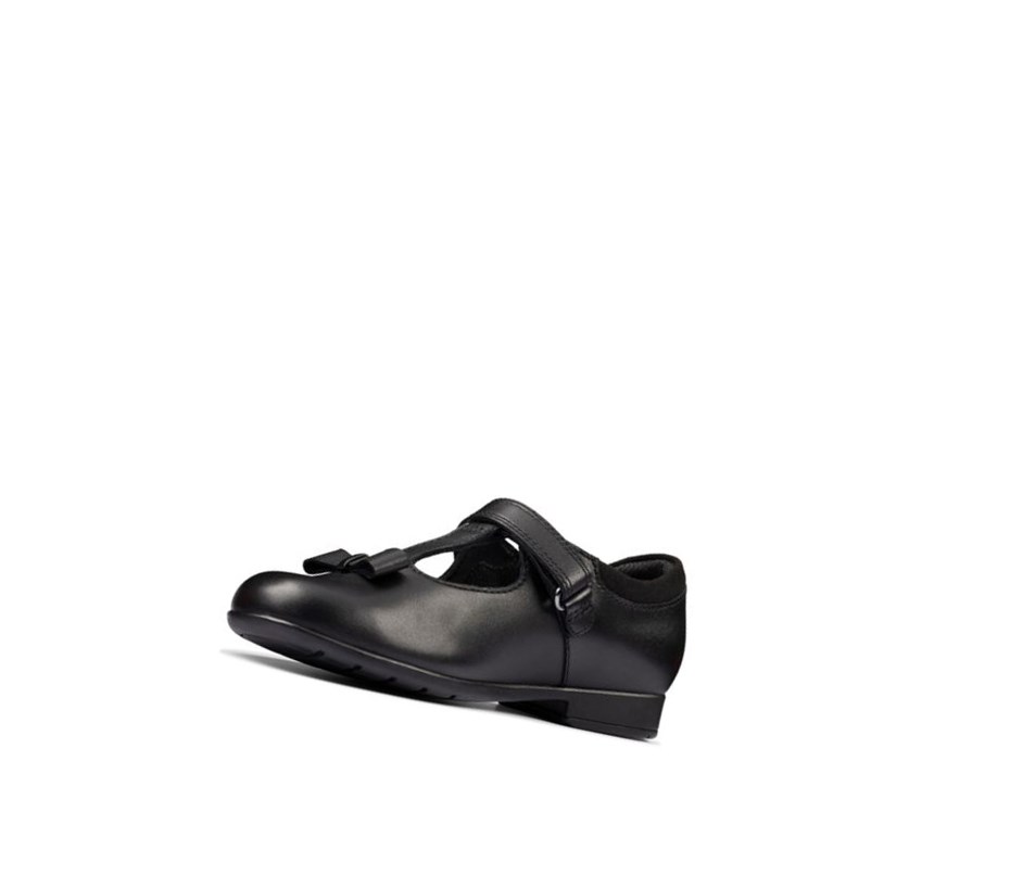 Chaussures D'école Clarks Scala Hope Cuir Fille Noir | FUVH98615