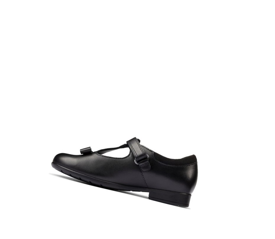 Chaussures D'école Clarks Scala Hope Cuir Fille Noir | FUVH98615