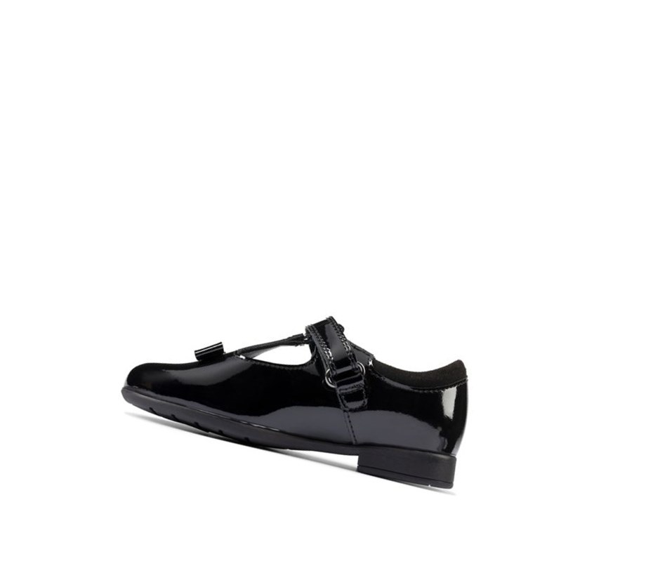 Chaussures D'école Clarks Scala Hope Vernis Cuir Fille Noir | JWFE89516