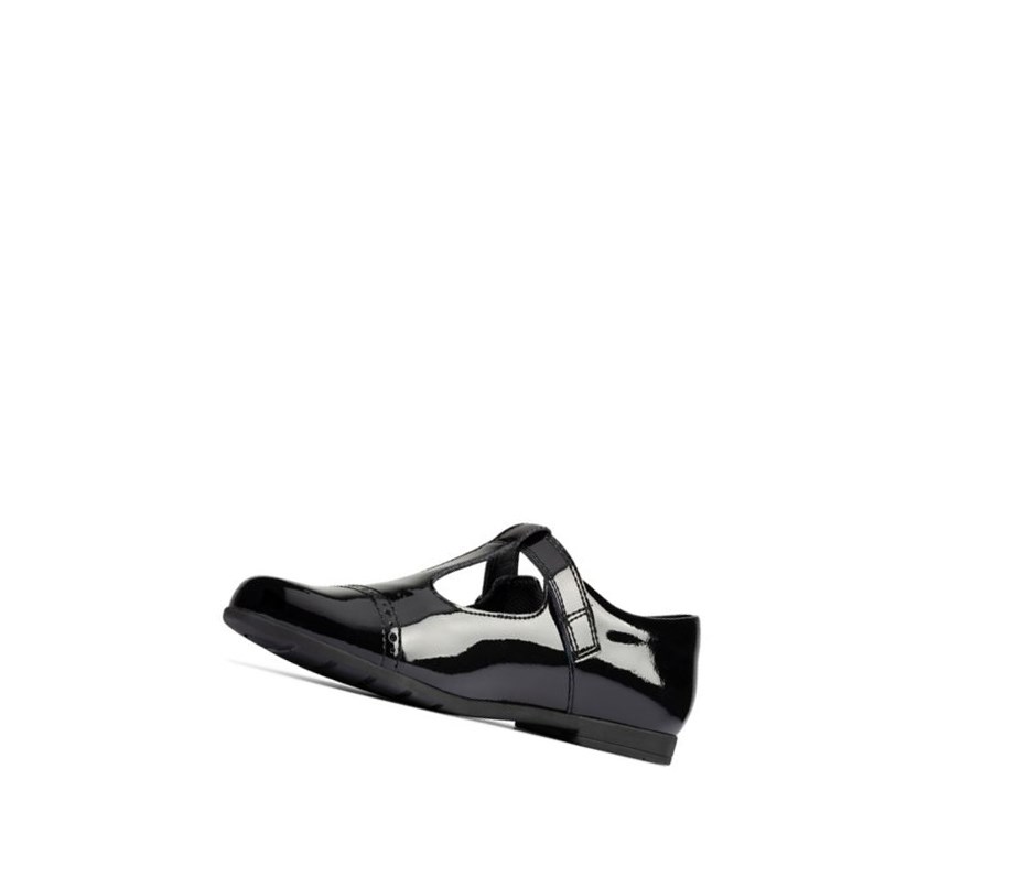 Chaussures D'école Clarks Scala Hope Vernis Cuir Fille Noir | MOUJ71854