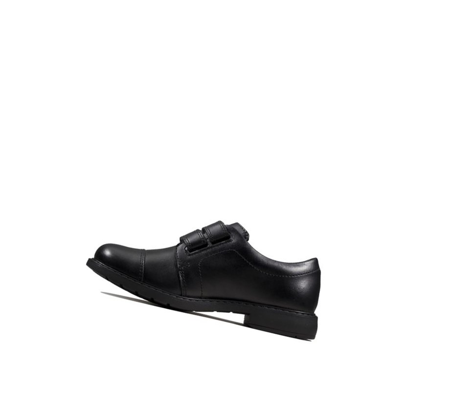 Chaussures D'école Clarks Scala Skye Cuir Garcon Noir | MGKZ47196