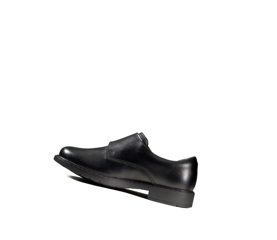 Chaussures D'école Clarks Scala Strada Cuir Garcon Noir | UPCV52031