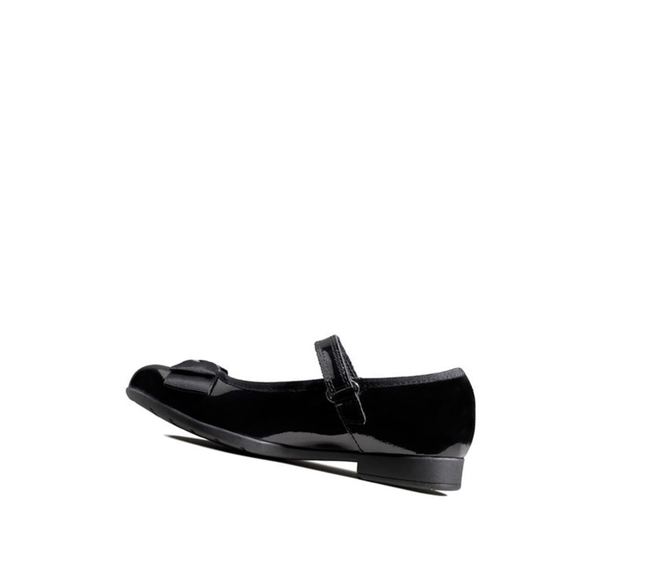 Chaussures D'école Clarks Scala Tap Vernis Textile Fille Noir | PSZC47685