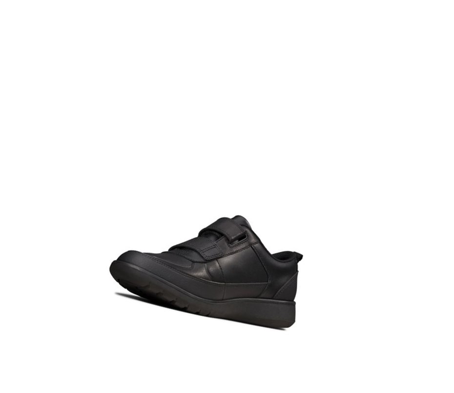 Chaussures D'école Clarks Scape Flare Cuir Fille Noir | HXFK90865