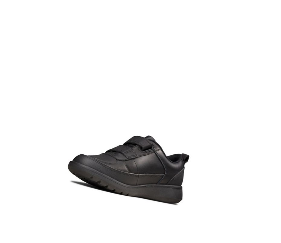 Chaussures D'école Clarks Scape Flare Cuir Garcon Noir | JWNL91482