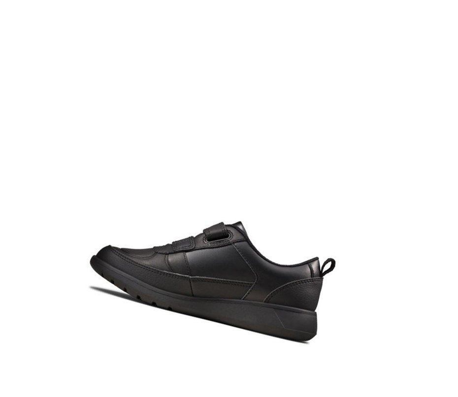 Chaussures D'école Clarks Scape Flare Cuir Garcon Noir | JWNL91482