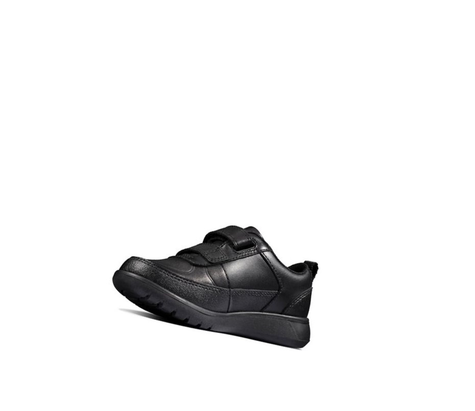 Chaussures D'école Clarks Scape Flare Cuir Garcon Noir | LVWU05786