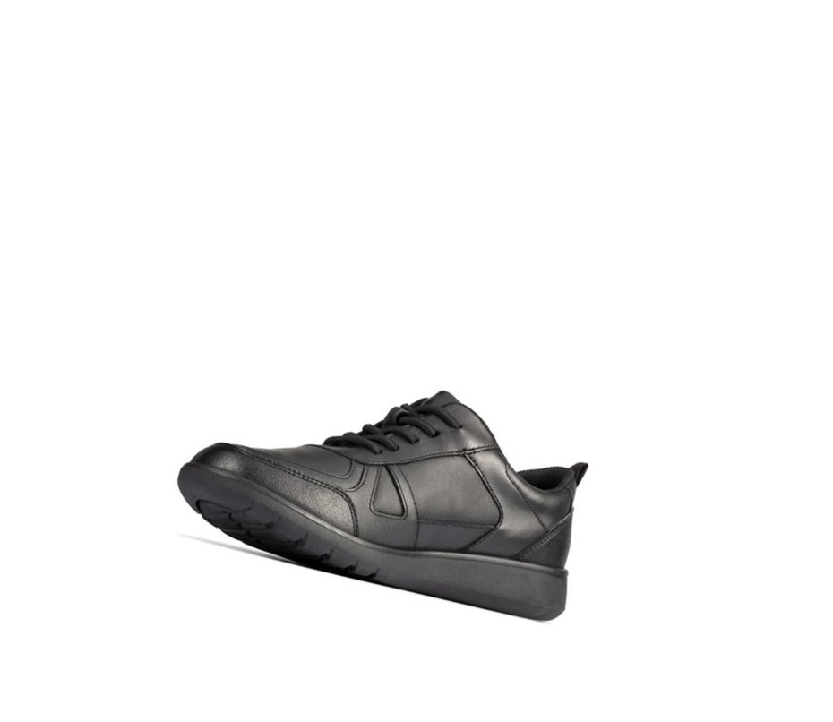 Chaussures D'école Clarks Scape Piste Cuir Garcon Noir | FENG27958