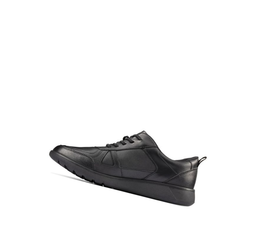 Chaussures D'école Clarks Scape Piste Cuir Garcon Noir | FENG27958