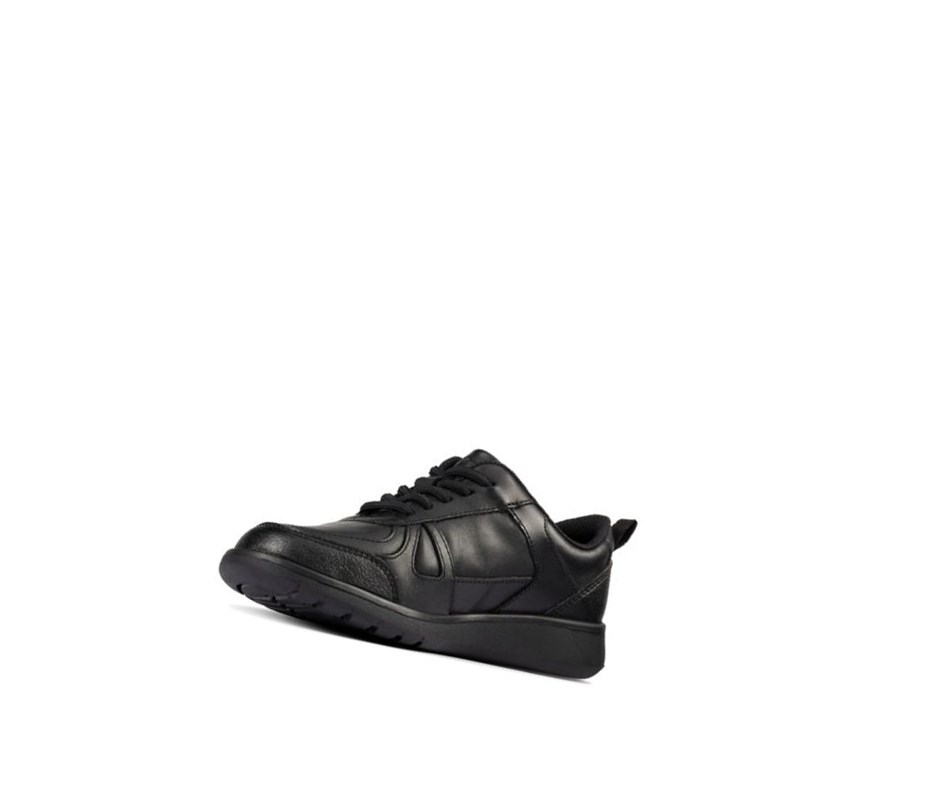 Chaussures D'école Clarks Scape Piste Cuir Fille Noir | VHNG80546