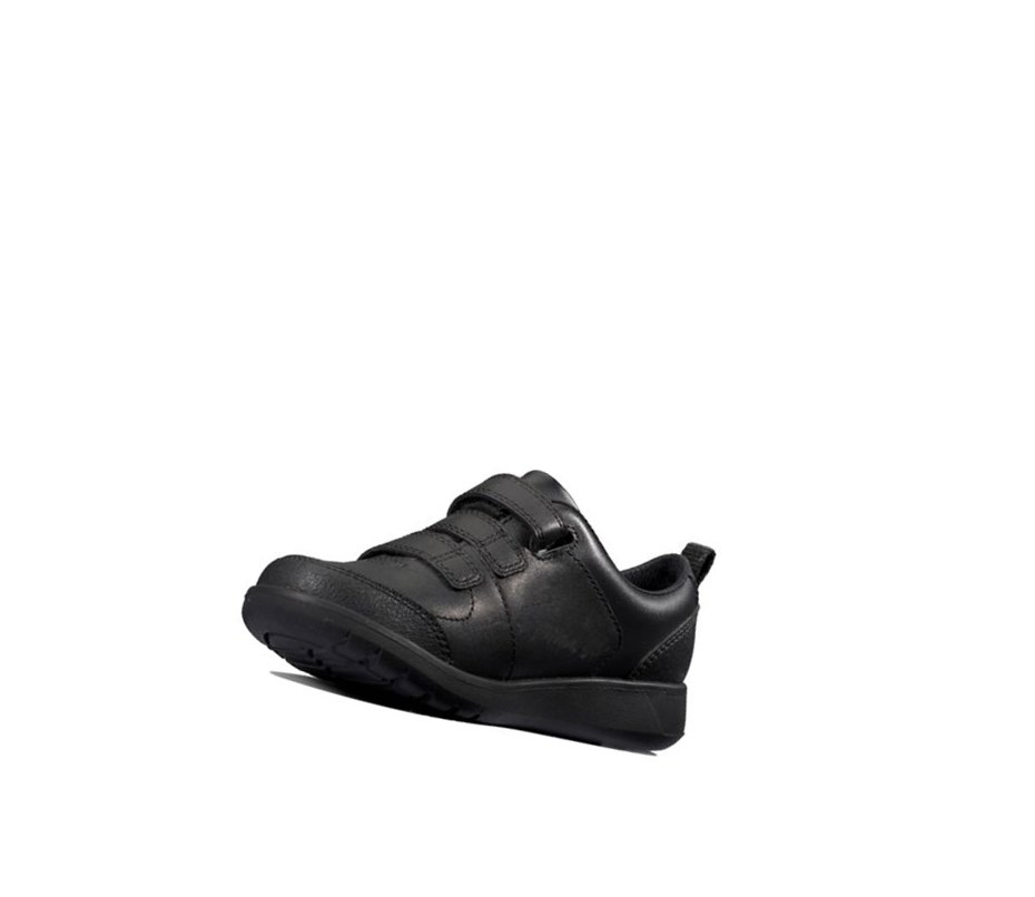 Chaussures D'école Clarks Scape Sky Cuir Garcon Noir | QTUA96548