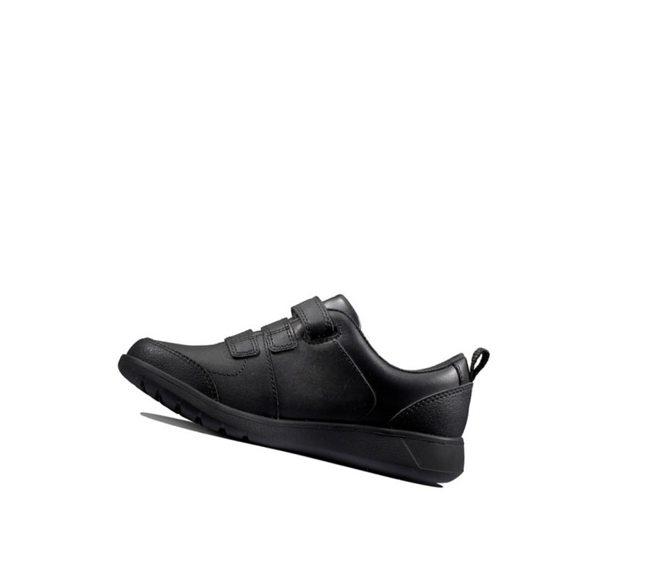 Chaussures D'école Clarks Scape Sky Cuir Garcon Noir | QTUA96548