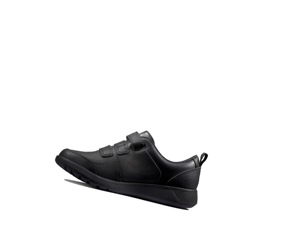 Chaussures D'école Clarks Scape Sky Cuir Garcon Noir | VZUR20163