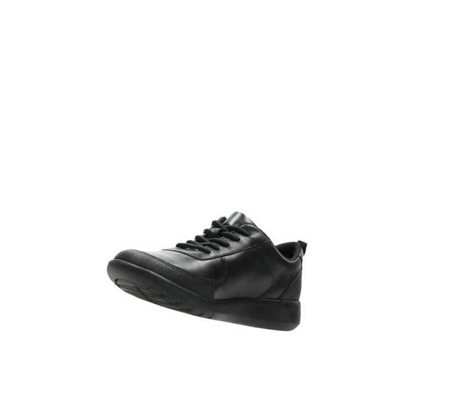 Chaussures D'école Clarks Scape Strada Cuir Garcon Noir | TJEI54071