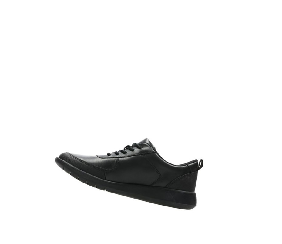 Chaussures D'école Clarks Scape Strada Cuir Garcon Noir | TJEI54071