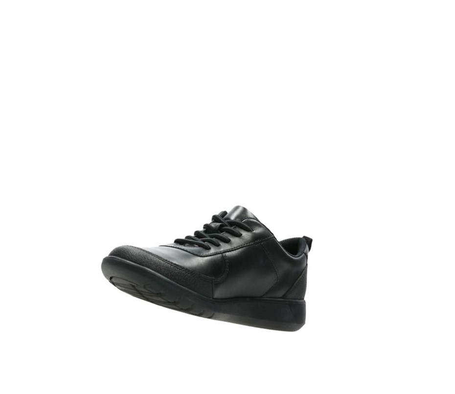 Chaussures D'école Clarks Scape Strada Cuir Garcon Noir | WCRU45902