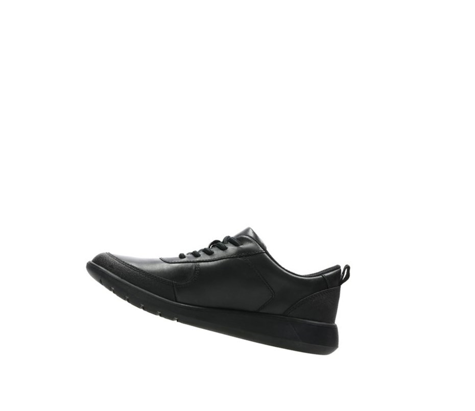 Chaussures D'école Clarks Scape Strada Cuir Garcon Noir | WCRU45902