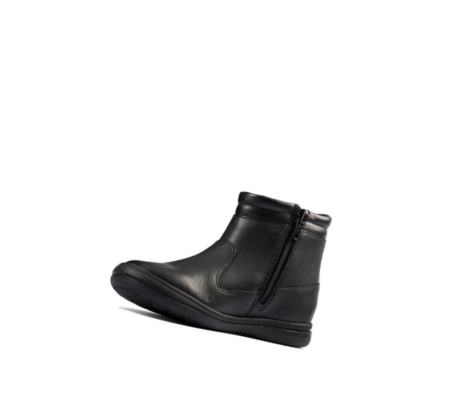 Chaussures D'école Clarks Scooter Go Gore-tex Cuir Fille Noir | VIMR13094