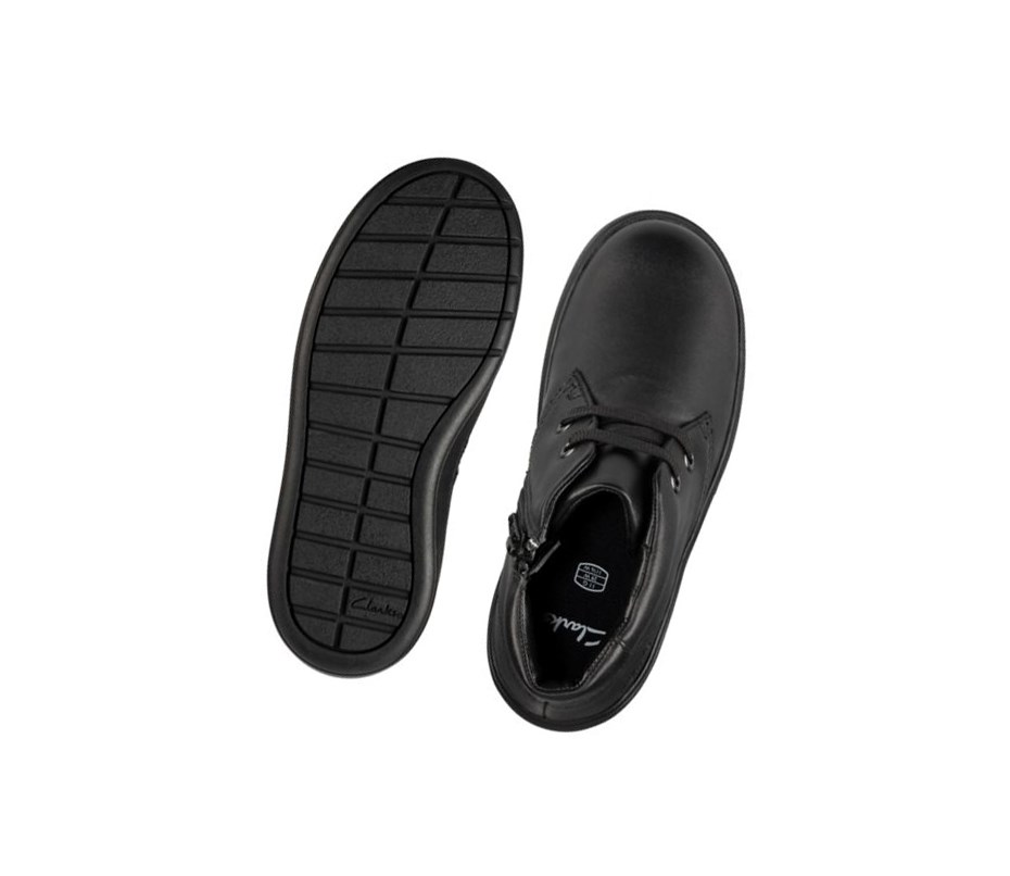 Chaussures D'école Clarks Strada Step Cuir Garcon Noir | WVEH18074