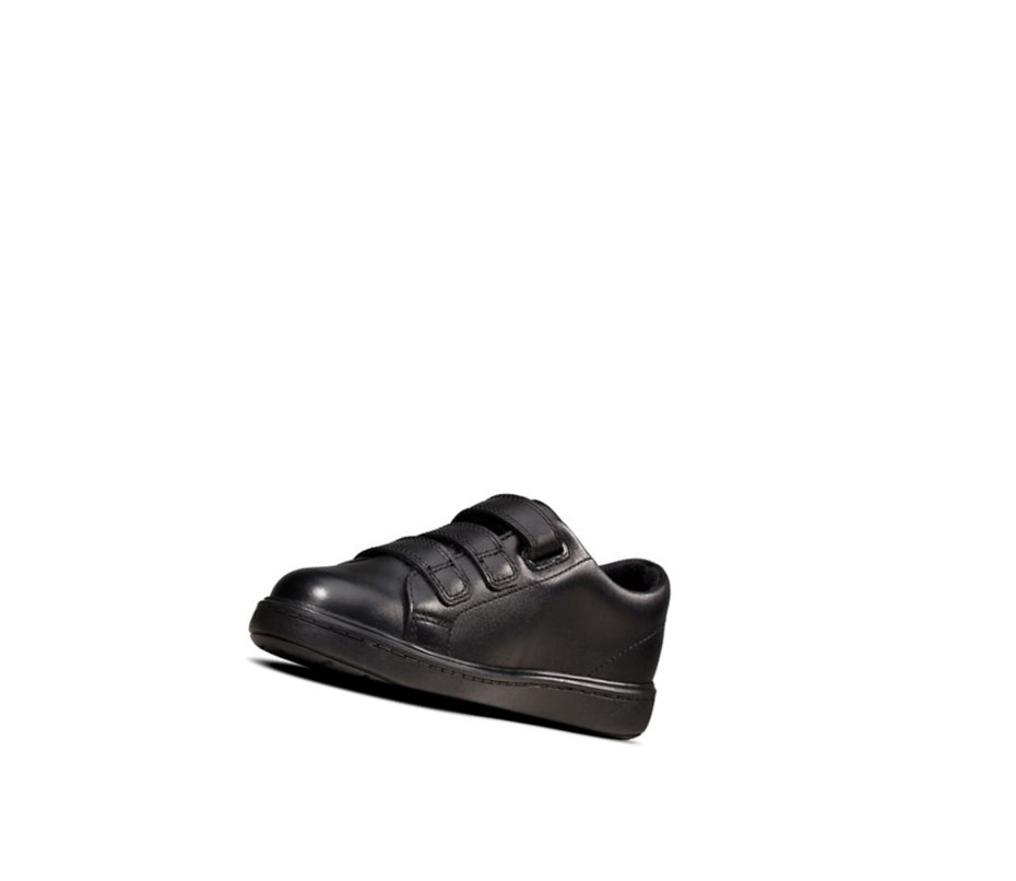 Chaussures D'école Clarks Strada Swift Cuir Garcon Noir | DBOS92451