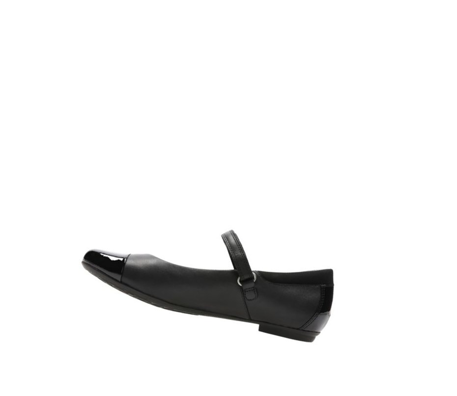 Chaussures D'école Clarks Tizz Talk Cuir Fille Noir | LSRP32704