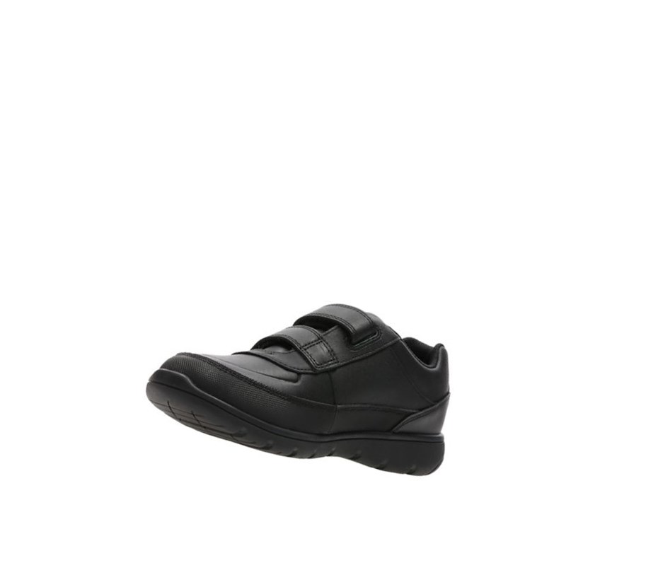 Chaussures D'école Clarks Venture Walk Cuir Garcon Noir | EQOT64982