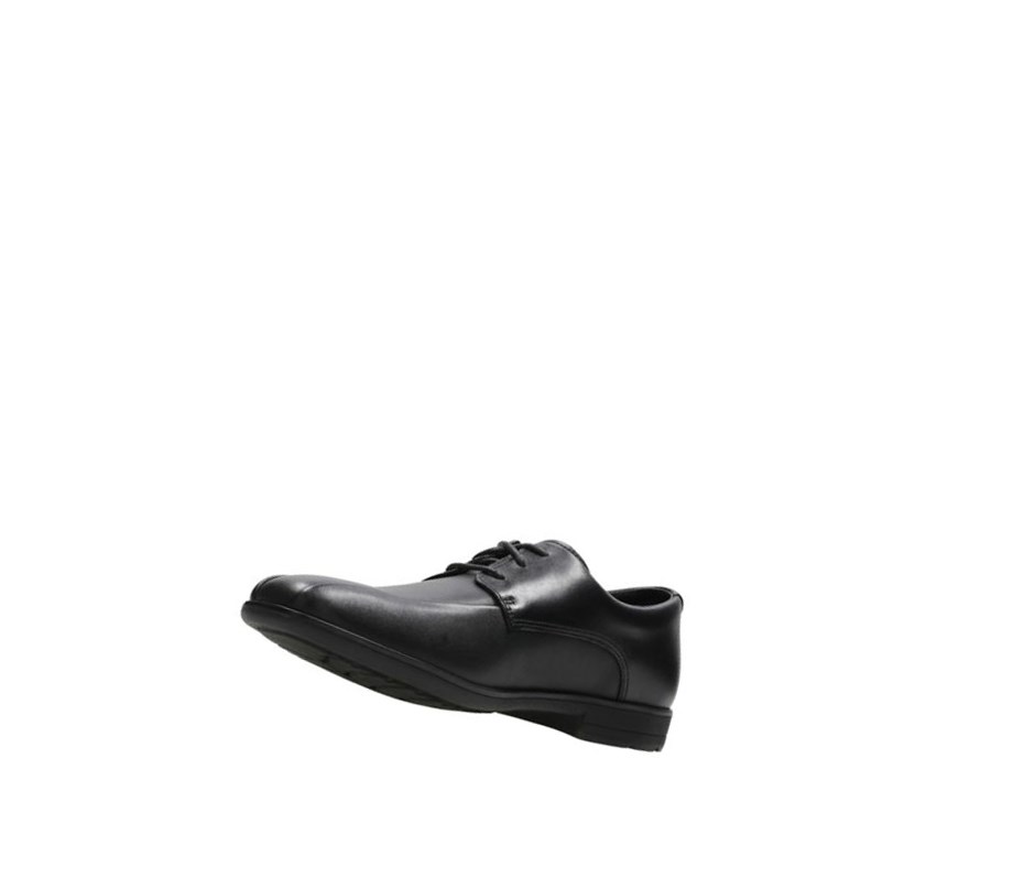 Chaussures D'école Clarks Willis Lad Cuir Garcon Noir | TBCZ35942