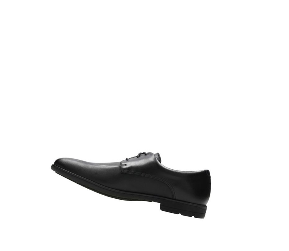 Chaussures D'école Clarks Willis Lad Cuir Garcon Noir | TBCZ35942