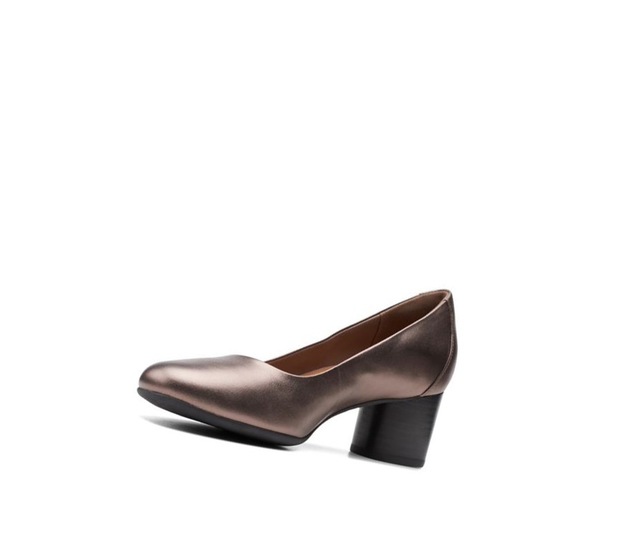 Chaussures Habillées Clarks Un Cosmo Robe Cuir Femme Cuivre Metal | ALEH41279