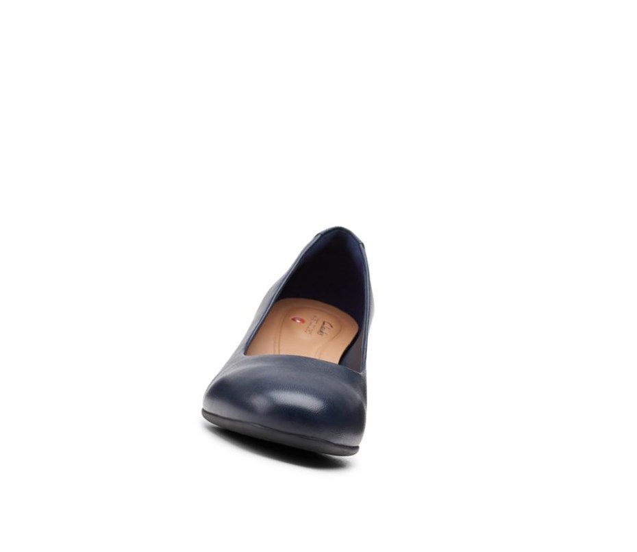 Chaussures Habillées Clarks Un Cosmo Robe Cuir Larges Fit Femme Bleu Marine | QSTL10536