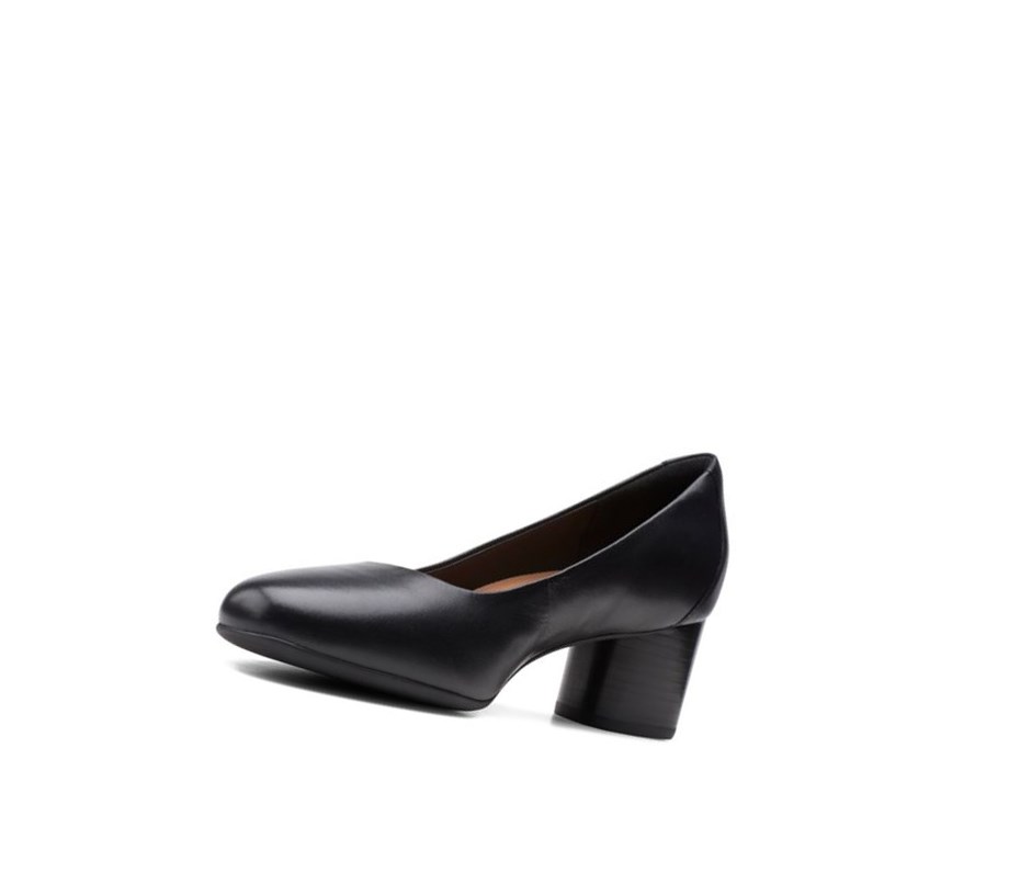 Chaussures Habillées Clarks Un Cosmo Robe Cuir Larges Fit Femme Noir | VNBL80913