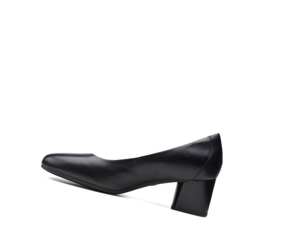 Chaussures Habillées Clarks Un Cosmo Robe Cuir Larges Fit Femme Noir | VNBL80913