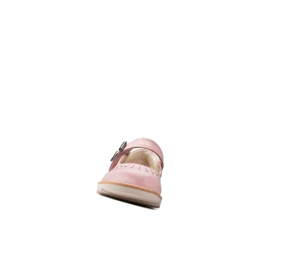 Chaussures Mary Jane Clarks Crown Jump Vernis Cuir Fille Rose | IDOC80762