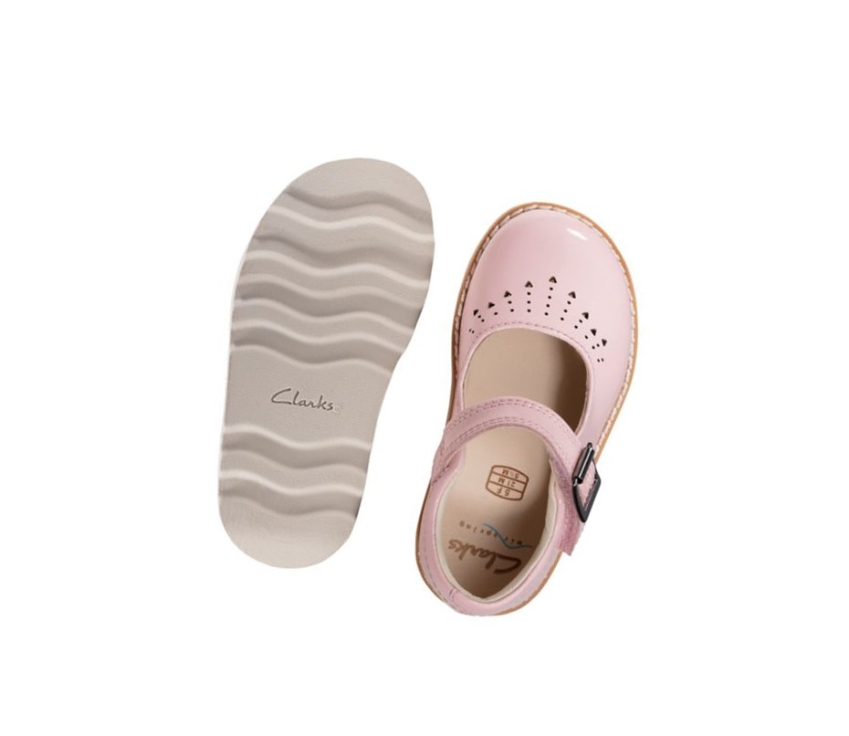 Chaussures Mary Jane Clarks Crown Jump Vernis Cuir Fille Rose | IDOC80762