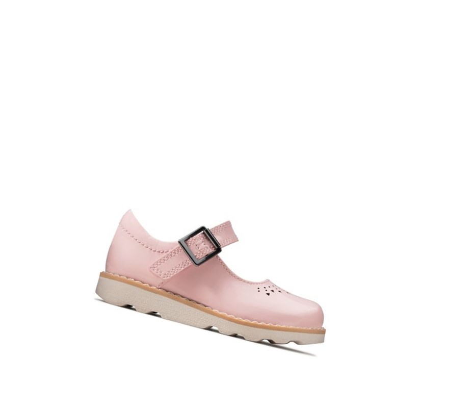 Chaussures Mary Jane Clarks Crown Jump Vernis Cuir Fille Rose | IDOC80762