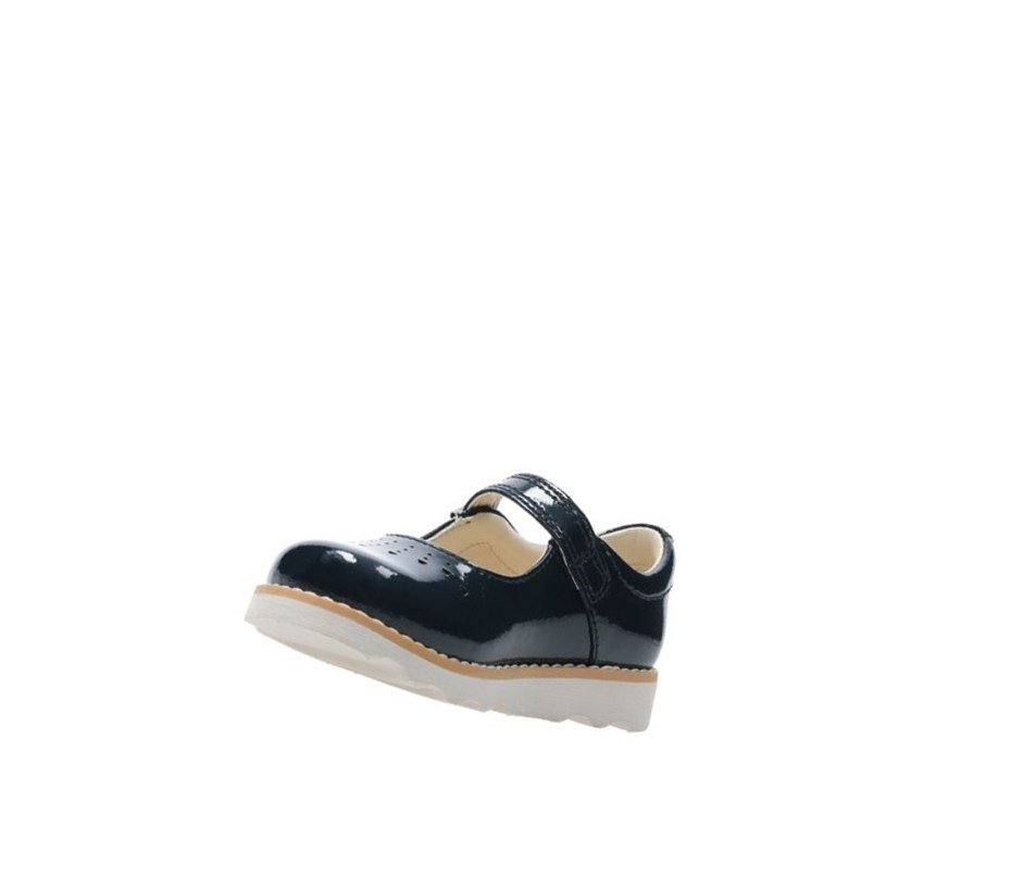 Chaussures Mary Jane Clarks Crown Jump Vernis Cuir Fille Bleu Marine | JQVX85107