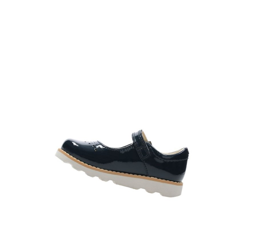 Chaussures Mary Jane Clarks Crown Jump Vernis Cuir Fille Bleu Marine | JQVX85107