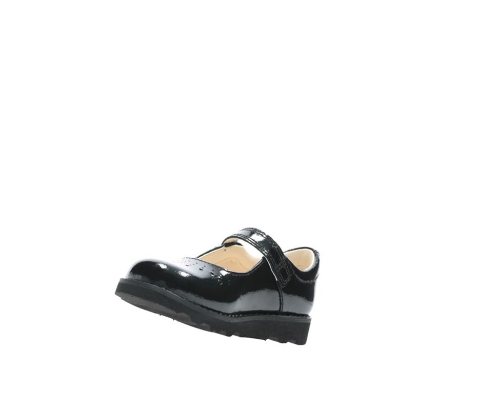 Chaussures Mary Jane Clarks Crown Jump Vernis Cuir Fille Noir | NTYU13986