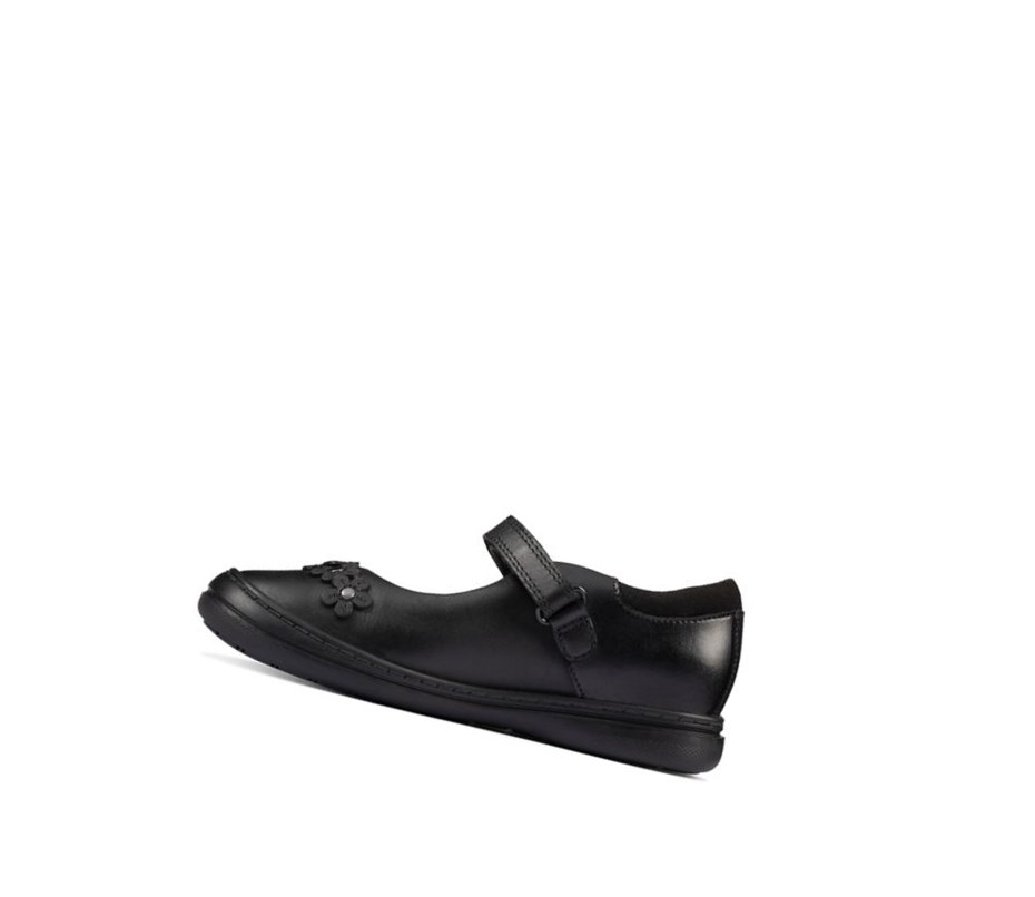 Chaussures Mary Jane Clarks Scooter Jump Cuir Fille Noir | UVSJ68342