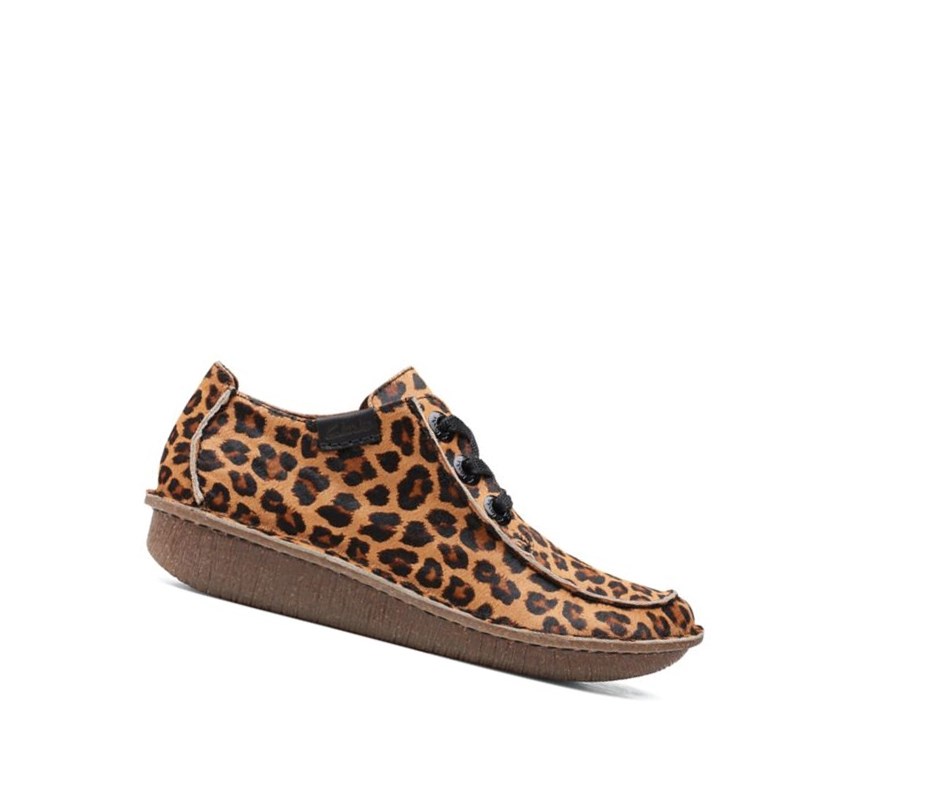 Chaussures Plates Clarks Funny Dream Print Cuir Femme Leopard | MWQA20379