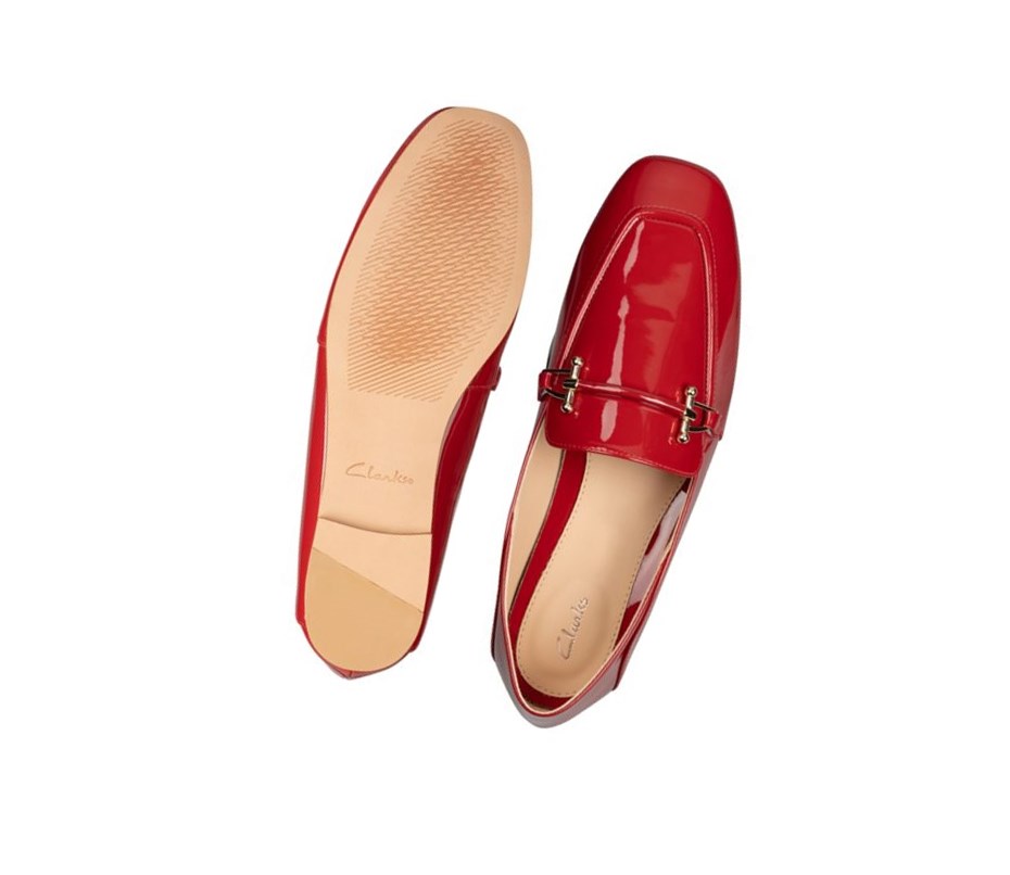 Chaussures Plates Clarks Pure 2 Vernis Cuir Femme Rouge | OSAU82670