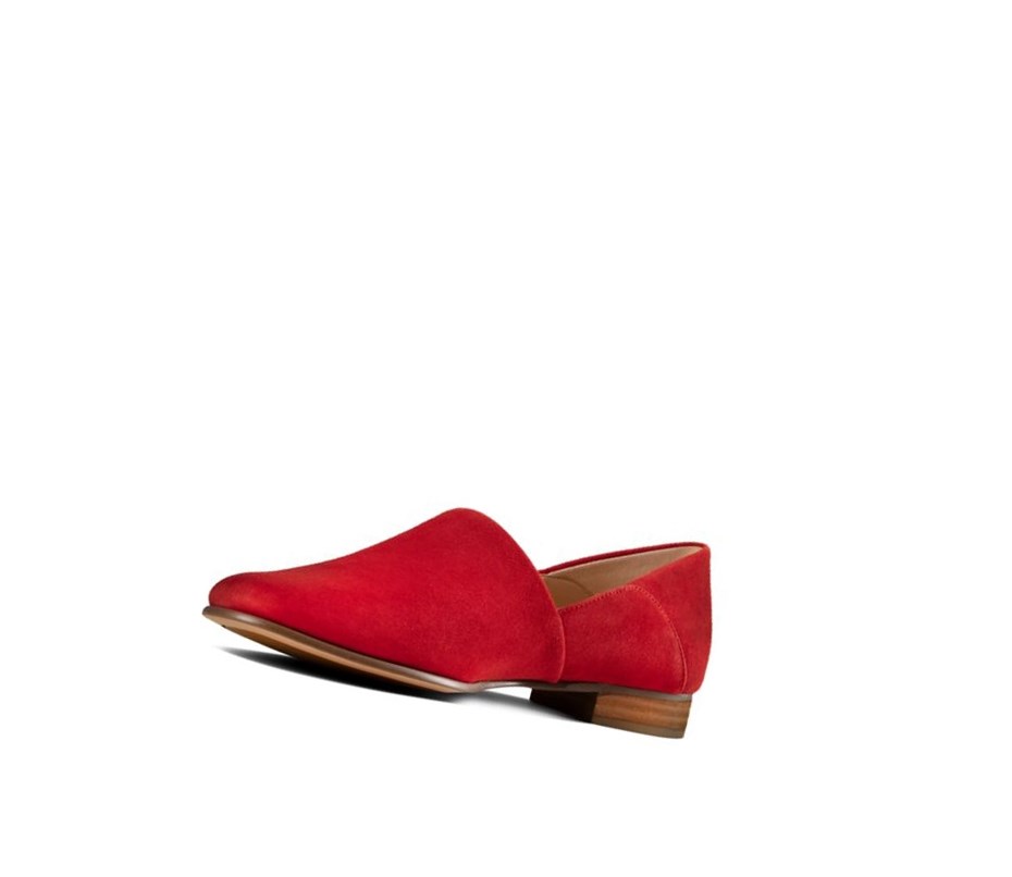 Chaussures Plates Clarks Pure Tone Daim Femme Rouge | WKGA92571