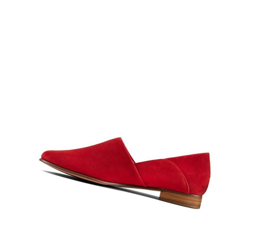 Chaussures Plates Clarks Pure Tone Daim Femme Rouge | WKGA92571