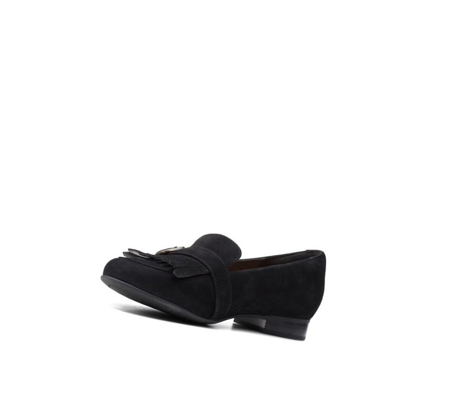 Chaussures Plates Clarks Un Blush Fame Daim Femme Noir | BWFC40612