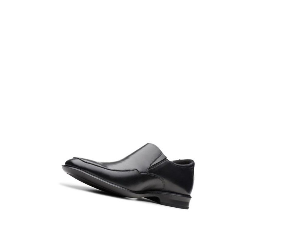 Chaussures Slip On Clarks Bensley Step Cuir Homme Noir | KPXB31486