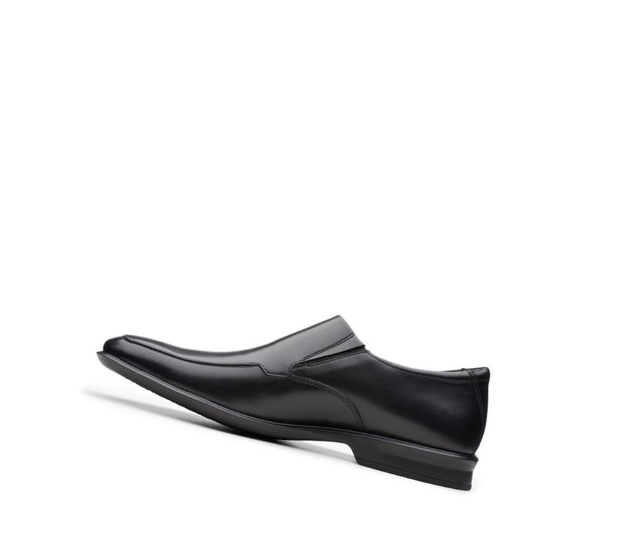 Chaussures Slip On Clarks Bensley Step Cuir Homme Noir | KPXB31486