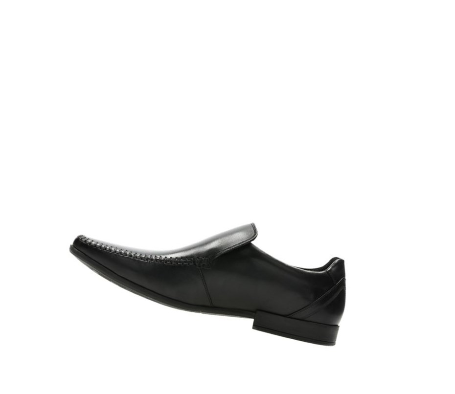 Chaussures Slip On Clarks Glement Seam Cuir Homme Noir | NQHJ46719