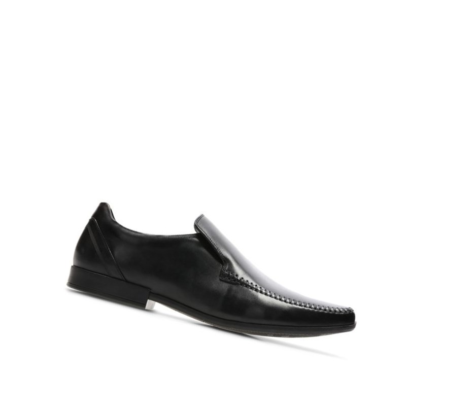 Chaussures Slip On Clarks Glement Seam Cuir Homme Noir | QLNO30971