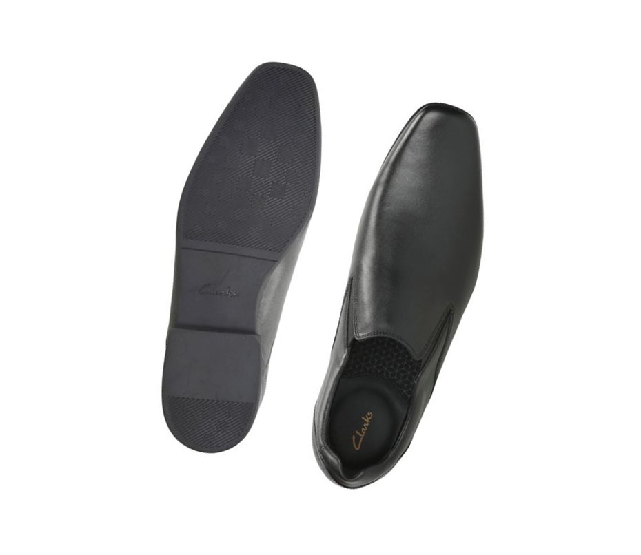 Chaussures Slip On Clarks Glement Slip Cuir Homme Noir | MEHT84371